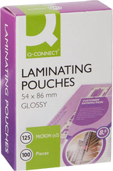 Q-Connect 125 Micron Laminating Pouches – Pack of 10 x 100 (54 x 86 mm)