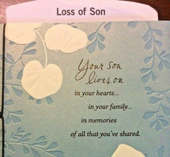Sympathy Card "Loss of Son" with Foil Finish Feathers