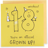UK Greetings 18th Birthday Card for Him/Her/Friend - Yellow Design