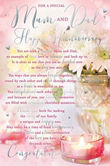 For A Special Mum & Dad Anniversary Candle Design Sentiments Card