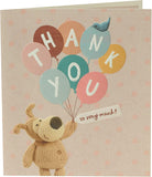 Boofle Holding Thank You Lettering Balloons Card