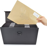 Rapesco 1555 19-Part Expanding Box File Document Organiser, A4+ Expanding Folder with Tabs, Black