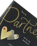 Partner Valentines Day Card For Him/Her With Envelope - Dark & Gold Design