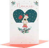 Boofle Just For You Nannie Snowy Poinsettia Cute Christmas Greeting Card