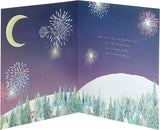 Couple Sitting On Half Moon New Year Christmas Card