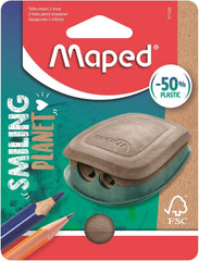 Maped Smiling Planet 2 Hole Pencil Sharpener | Fun & Dual-Size Sharpener for Kids
