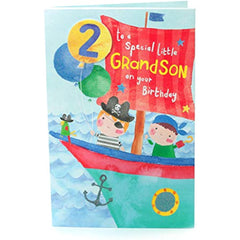 Cute Pirate Design Grandson 2nd Birthday Card