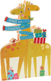 Two Giraffes with Scarf Design Nana and Grandad Christmas Card