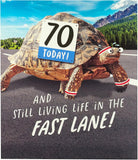 UK Greetings | 70th Birthday Card | Happy Birthday Gifts | Her/Him | Funny Tortoise Design | With Envelope | 165 x 190 mm