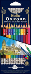 Helix Erasable Colouring Pencils – Pack of 12 | Vibrant & Correctable Colours for Kids