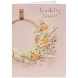 UK Greetings Birthday Card For Her/Female/Friend With Envelope - Floral Hoop Design