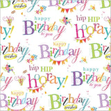 Happy Birthday Text Wrapping Paper 2 Sheets & 2 Tags