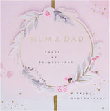 Anniversary Card for Mum and Dad - Contemporary Floral Text Design