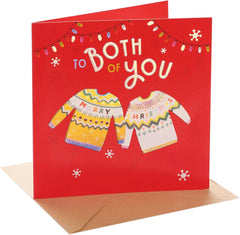 UK Greetings Christmas Card To Both of You - Knitted Jumpers Design