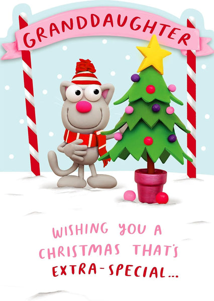 Crackers Extra-Special Granddaughter Funny Cat Christmas Greeting Card