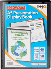 Tiger A5 40 Pocket Black Presentation Display Book – Compact Document Folder