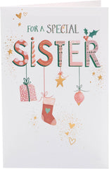 Christmas Card for Sister - Hanging Ornaments Design