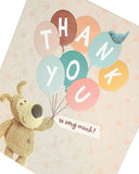 Boofle Holding Thank You Lettering Balloons Card