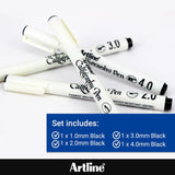 Artline EK-240W4 Calligraphy Pen - Assorted (Pack of 4), black
