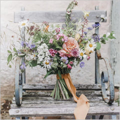 Hand Tied Posy on Bench Floral 6 Cards Birthday Card
