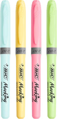 Bic Grip Highlighter Pen Chisel Tip 1.5-3.3mm Line Assorted 4 Pastel Colours