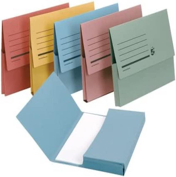 5 Star Premier Document Wallet Half Flap 285gsm Capacity 32mm A4 Assorted (Pack of 50)