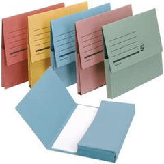 5 Star Premier Document Wallet Half Flap 285gsm Capacity 32mm A4 Assorted (Pack of 50)