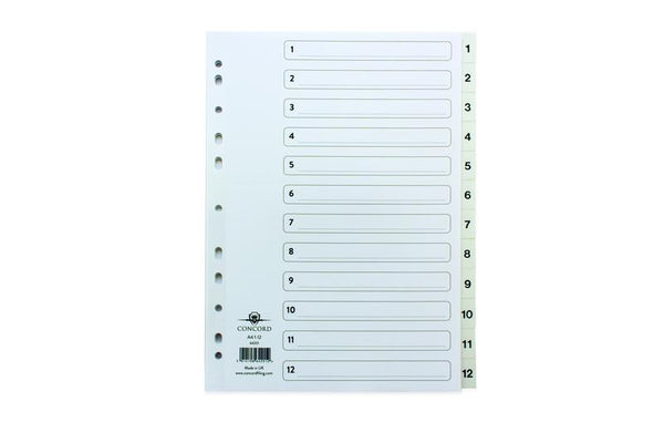ValueX Index A4 1-12 Multipunched 120 Micron Polypropylene White 64201