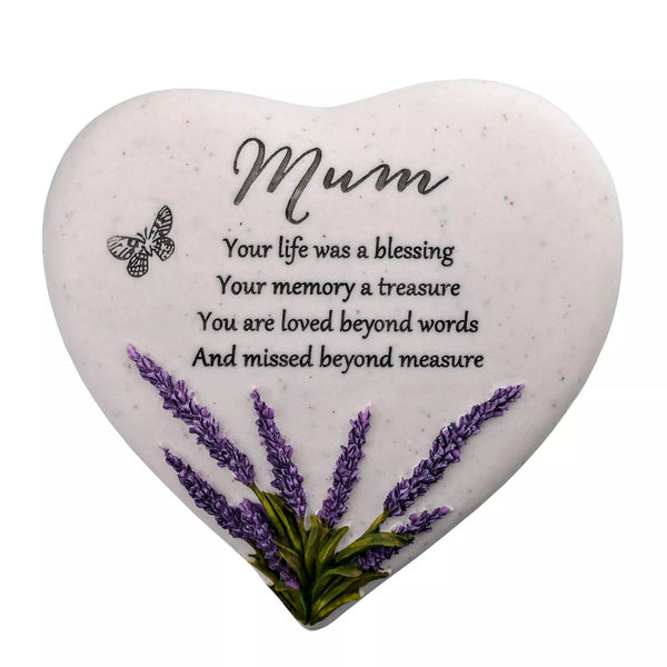 Thoughts Of You Heart Outdoor Memorial Plaque with Lavender design, Mum
