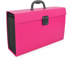 Rapesco 1554 19-Part Expanding Box File Document Organiser, A4+ Expanding Folder with Tabs, Hot Pink