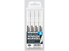 White Liquid Chalk Markers – Pack of 4 Window & Glass Pens for Bold Writing
