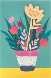 Mother's Day Card With Envelope - Bright Potted Plant Design, 149x229mm