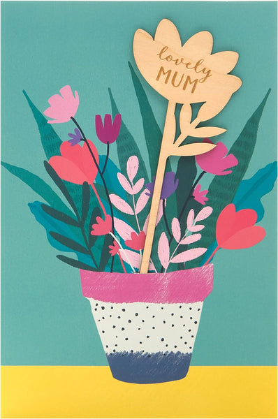 Mother's Day Card With Envelope - Bright Potted Plant Design, 149x229mm