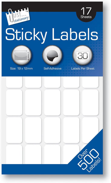 510 White Sticky Labels – 19 x 12mm Self-Adhesive | Multi-Purpose Labelling Stickers