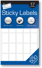 510 White Sticky Labels – 19 x 12mm Self-Adhesive | Multi-Purpose Labelling Stickers