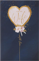 Dark Blue & Gold Design Wife Birthday Card