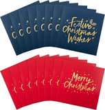 Text Based Gold, Red, Blue Pack of 16 Cards in 2 Designs Multipack Christmas Cards