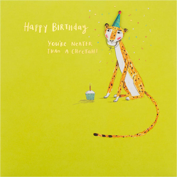 Contemporary Illustrated Cheetah Design Birthday Card