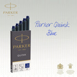 Parker Fountain Pen Ink Refill Cartridges | Long | Blue QUINK Ink | 5 Count