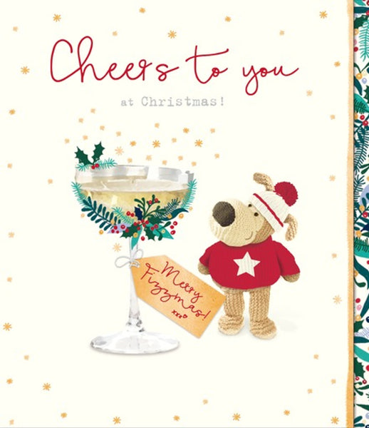 Festive Boofle Christmas Card – Boofle Holding Cocktail Glass