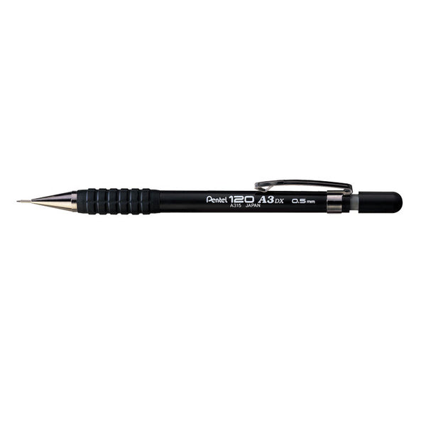 Pentel 120 Mechanical Pencil HB 0.5mm Lead Black Barrel (Pack 12) A315-AX
