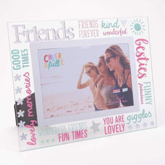 Friends Cheerful Glass Photo Frame 3D Word 6" x 4"