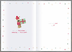 Boofle stood on large letters Cool Yule -Son Christmas Card