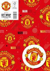 Manchester United Wrapping Paper 2 Sheets & 2 Tags