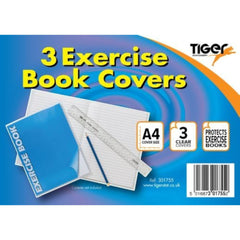 A4 Clear Exercise Book Covers – Pack of 3 | Reusable Protective Plastic Sleeves