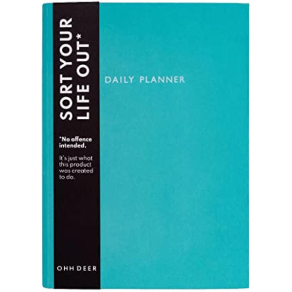 Ohh Deer Daily Planner Notebook A5-288 Page Undated Organiser Journal Notebook - To Do Book, Hourly Schedule Planner, Notes Page - A5 Undated Diary for New Job or University - Sea Teal