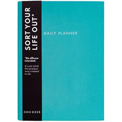 Ohh Deer Daily Planner Notebook A5-288 Page Undated Organiser Journal Notebook - To Do Book, Hourly Schedule Planner, Notes Page - A5 Undated Diary for New Job or University - Sea Teal
