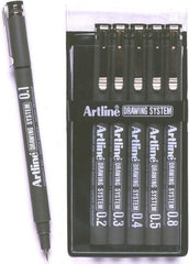 Artline 0.1mm/ 0.2mm/ 0.3mm/ 0.4mm/ 0.5mm/ 0.8mm Drawing System - Black