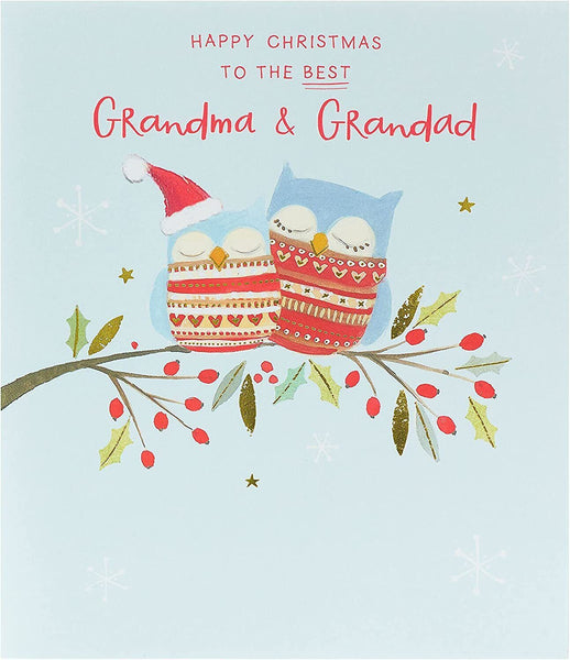 Grandma and Grandad Owls Christmas Card