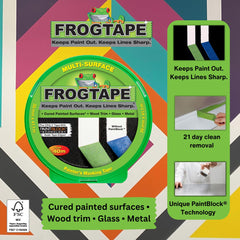 Frog Tape Green Multi Surface Painters Masking Tape, Indoor Painting and Decorating For Sharp Lines and No Paint Bleed 36mm X 41.1m